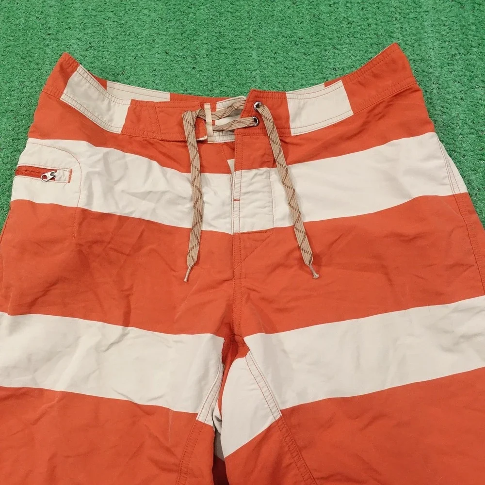 Patagonia Swim Shorts Mens 30‎ Orange Striped Board Shorts Drawstring